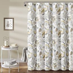 "Lush Decor Cynthia Jacobean Shower Curtain, 72"" x 72"", Yellow & Gray"