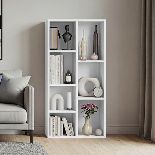 Vida Designs 7 Cube Storage Unit, White, Wooden Shelving Display Storage Unit Office Living Room Furniture