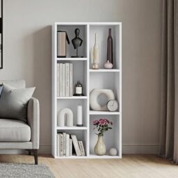 Vida Designs 7 Cube Storage Unit, White, Wooden Shelving Display Storage Unit Office Living Room Furniture