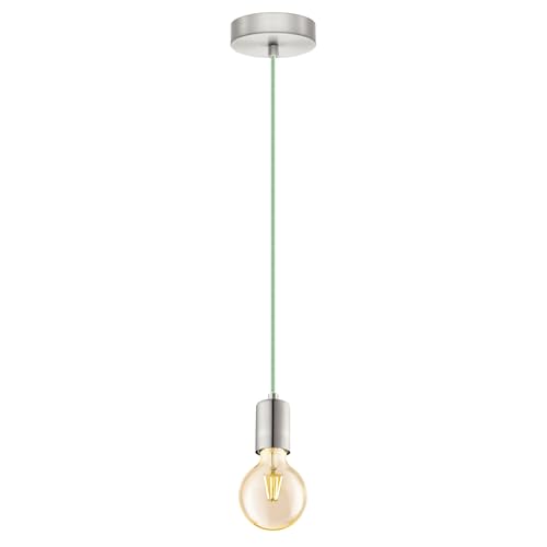 EGLO YORTH 60W Steel Pendant Light with Matt Nickel Cable Mint