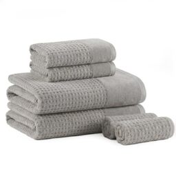 Madison Park Spa Waffle 100% Cotton Luxurious Towel Set, Premium Texture Waffle Weave, Highly Absorbent, Quick Dry, Hotel & Spa Quality Wash Clothes for Bathroom, Assorted Sizes, Grey 6 Piece