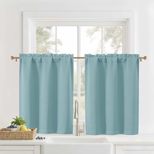 OVZME Solid Short Blackout Curtains