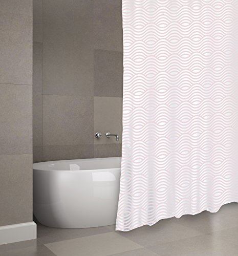 MSV Shower curtain Premium 180x200cm Wave pastel pink