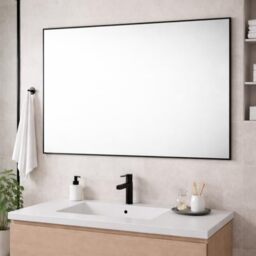 Bathroom Aluminium Metal Modern Black Mirror 1200 x 80cm – Wall Mounted Rectangular Mirror – Portrait or Landscape Hanging – Sleek Contemporary Frame