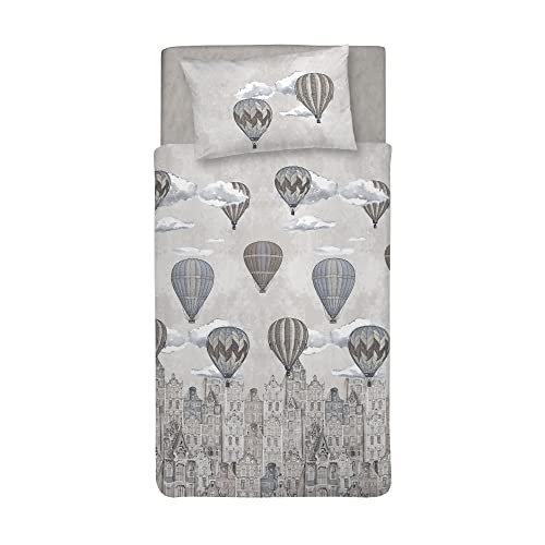 PENSIERI DELICATI Single Duvet Cover Set, 100% Cotton, 155 x 200 cm and 1 Pillowcase 52 x 82 cm, Made in Italy, Duvet Cover Machine Washable at 40°, Beige Frill