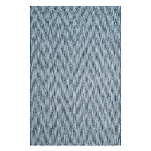 Safavieh Contemporary Rug for Living Room, Dining Room, Bedroom - Courtyard Collection, Short Pile, in Navy and Grey, 79 X 152 cm