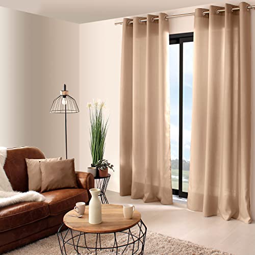 Enjoy Home 2015 na140240 Eyelet Curtain with 8 Eyelets 140 x 240 cm Polyester Natural 240 x 140 cm