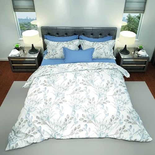 Homemania Eucalypto Bedding – Single – with Fitted Sheet, Sheet, Pillowcase – Multi-Colour, Cotton, 150 x 290 cm