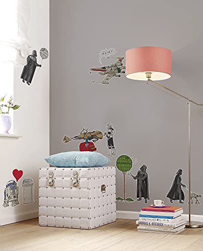 Komar Star Wars Wall Tattoo Star Wars Treatment – 100 x 70 cm (Width x Height) – 9 Pieces – Darth Vader Decorative Stickers, Wall Sticker, Wall Decoration, Children's Room – 14736h