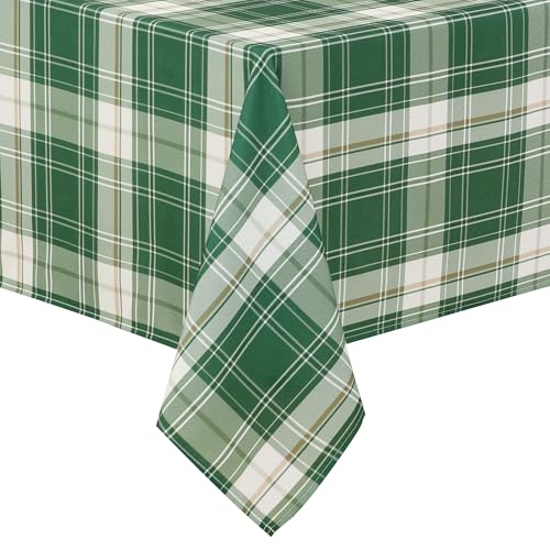 Hiasan 54 x 108 Inch Buffalo Plaid Table Cloth Rectangle - Wrinkle and Stain Resistant Waterproof Table Covers, Washable Tablecloth for Christmas Party Picnic, Forest Green