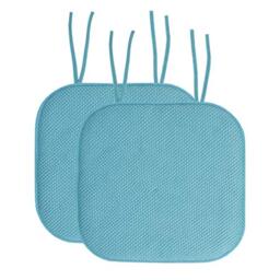 "Sweet Home Collection Non Skid Rubber Back Rounded Square 16"" x 16"" Seat Cover, Polyurethane Memory Foam, Teal, 2 Count (Pack of 1)"