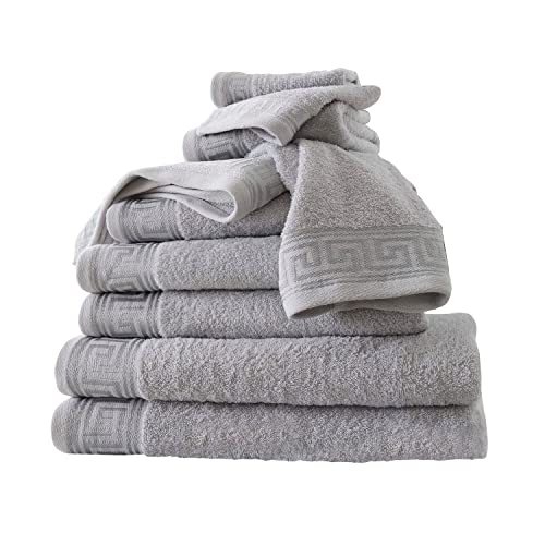 GC GAVENO CAVAILIA Greek Bath Sheet Towel Set - 2 Piece Egyptian Cotton Towels - Quick Dry Large Bath Towel - 500 GSM Towel For Bathroom - Grey - 80X140