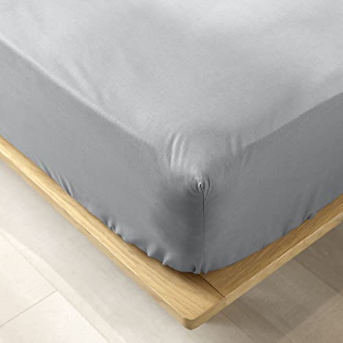 douceur d'intérieur Fitted Sheet 90 x 190 cm 100% Organic Cotton Biolina Grey