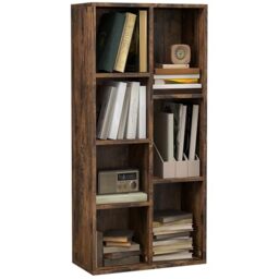 HOMCOM 3 Tier Bookshelf with 7 Open Storage Compartments Rustic Brown