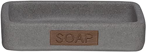 Sealskin Pierra Soap Dish, Polyresin, Grey, 8.6 x 2.5 x 12.2 cm