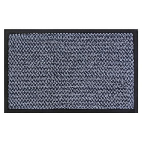 JVL Heavy Duty Commodore Vinyl Backed Barrier Doormat, 120x170cm, Blue Black Fleck