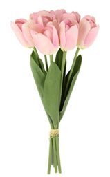 Flair Flower Real Touch Tulip Bands with 7 Flowers, 35 cm, Spring Decoration, Spring Decoration, Dark pink, 35x12x12 cm