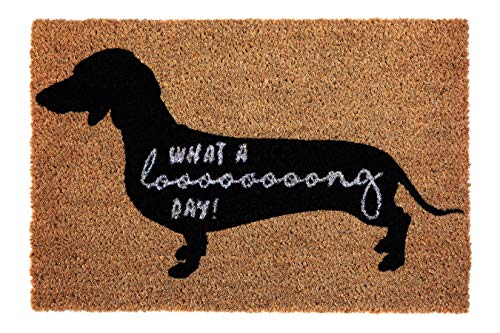 Premier Housewares Door mat, Indoor, Non Slip - Sausage Dog Natural 60x40x2