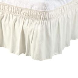PiccoCasa Elasticated Ruffled Bed Skirt Valance Sheet - Beige Super King