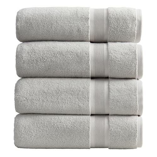 Springtree Home Luxury Bamboo Rayon Plush Bath Towel Set - 4-Pack - Grey - 35% Bamboo Rayon - 65% Zero Twist Cotton - Absorbent Quick-Dry Towels for Bathroom - Ultra Soft - OEKO-TEX Standard 100