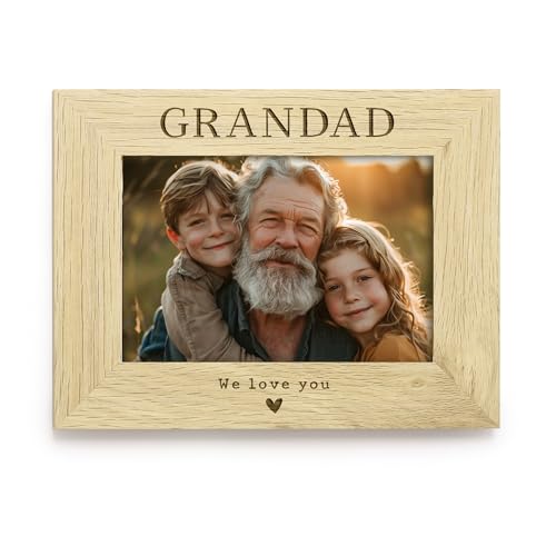 eBuyGB Grandad We Love You Gift, Wooden Photo Frame, Father’s Day Gift for Grandad, Grandparent Frame, Grandad Birthday, 4x6 (Landscape)