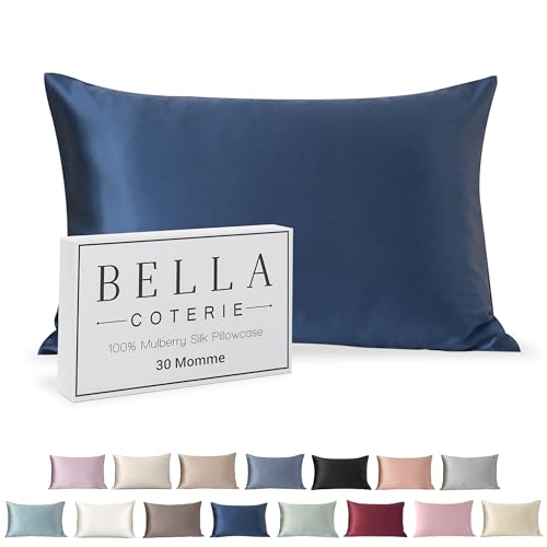 Bella Coterie Luxury Silk Pillowcase for Hair and Skin - 30 Momme - 100% Pure 6A Mulberry Silk - Super Soft - Perfectly Plush [King, Midnight Navy]