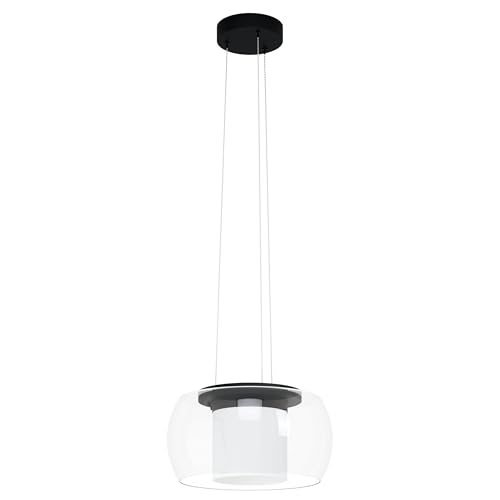 Eglo LED Pendant Lighting Briaglia-c, dimmable Smart Home Ceiling Light Fitting, Hanging lamp for Dining Room Made of Black Metal and Glass, Warm - Cool White, RGB