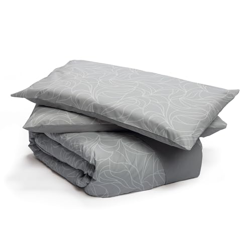 Foppapedretti Notte & Natura Double Bed Duvet Cover with 2 Pillowcases Pearl Wave 100% Cotton, Made in Italy