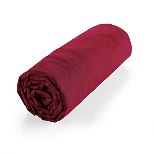 Douceur d'Intérieur Fitted Sheet 180 x 200 cm 100% Organic Cotton Biolina Burgundy