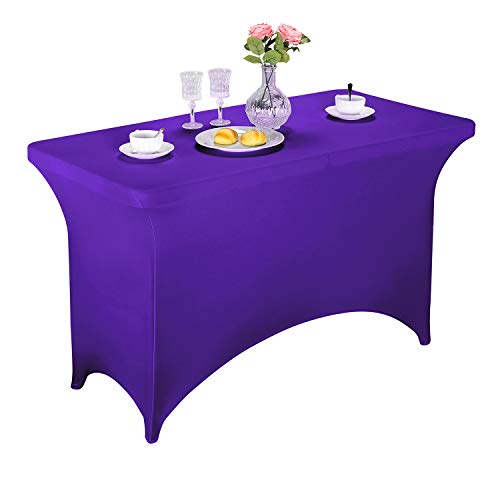LZY Spandex Fitted Stretch Table Cover for 4ft or 6ft or 8ft Folding Table, Rectangular Cocktail Tablecloth, Perfect for Party or Banquet