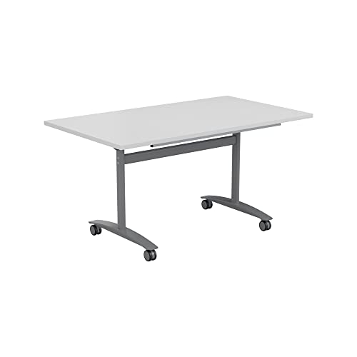 Office Hippo Folding Table, Sturdy & Stylish Computer Table Desk, Work Table For Home Office, Versatile Foldable Table For Meeting Room or Boardroom, 5 Year Guarantee - White / Silver