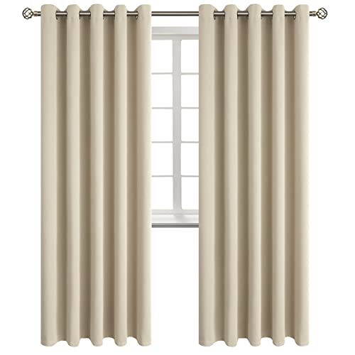 BGment Room Darkening Curtains 84 Inches Long - Grommet Thermal Insulated Drapes Window Treatment Curtains for Bedroom, 2 Panels, 70 x 84 Inch, Beige