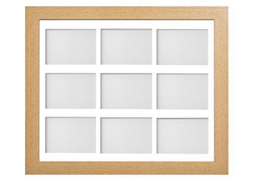 Frame Company Watson Beech Multi-Aperture Photo Frame with Mount, 20x16 for 6x4 (x9) * Choice of Frame Colour and Mount Design* NEW