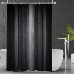 Gibelle Black Grey Shower Curtain Set for Bathroom, Cool Glass Texture Ombre Abstract Modern Fabric Shower Curtain with Hooks, 72 x 72