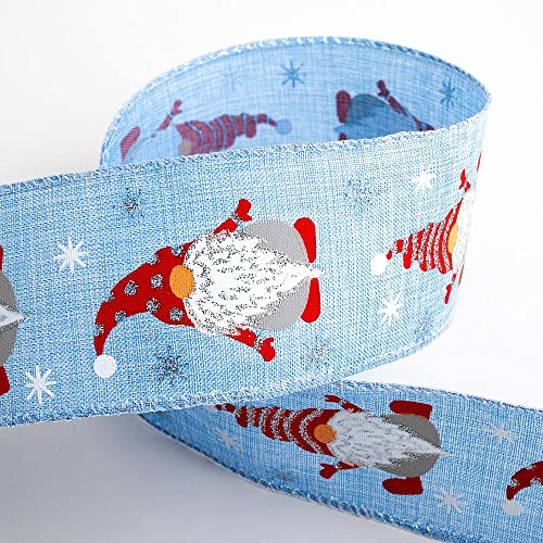 Italian Options Nordic Santa Blue Linen Ribbon, Wide, Hessian Christmas Ribbon for Crafts, Gift Wrapping Accessories, Wreaths, Tree Decorations, Burlap Borders, Ice Blue, 63 mm x 10 Metre
