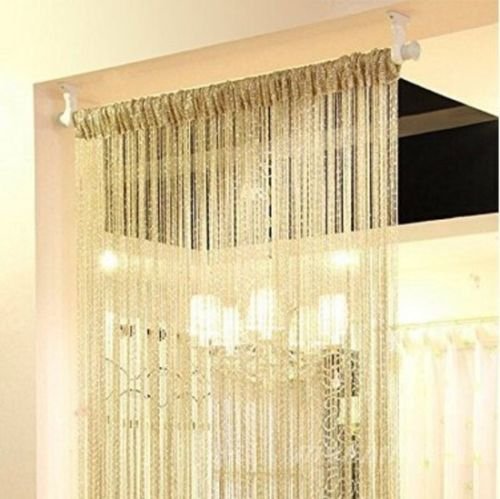 TCT TECH Wall Panel Fringe Divider Door Window Sheer Panels-Curtain Drape Scarf Voile Drape Valances,Wall Panel Fringe Divider (Champagne, 39'' X 79'')