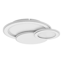 EGLO LED ceiling light Mentalurgia, 3-light Wall Lamp - Ceiling Lamp made of Steel in Chrome and White Plastic, Round Living Room Lamp with Colour Temperature Change (Warm, Neutral