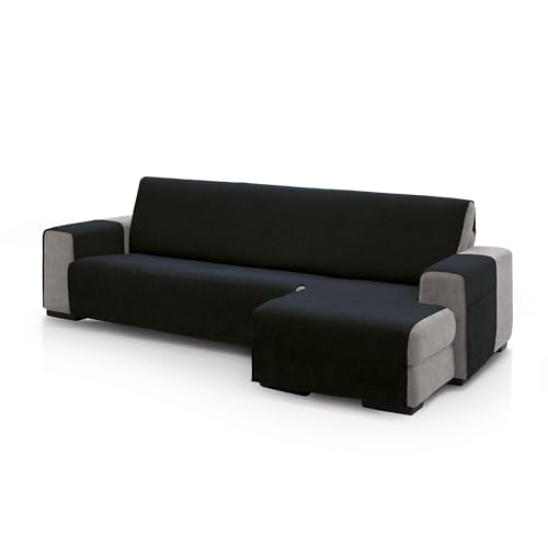 FAVERTI?? Right Arm Chaise Longue Sofa Cover 240 (Front View) - PEGO Model - Black - Extra Soft Chenille Touch, Quality Chaise Protector Made in Spain with Recycled Material