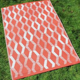 Fusion Rico Terracotta Outdoor Rug 120 x 170cm – Geometric Indoor Outdoor Garden Rug, Water Resistant Lightweight Patio Mat, Easy Wipe Clean for Camping, Beach and Picnic Use