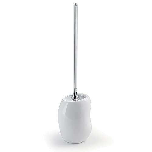 Gedy G-Iside White, Dimensions and Weight: 45.8 x 12 x 11.6 cm & 1.295 kg, Made of Resin and Sand, Toilet Brush Design R&S, Unique
