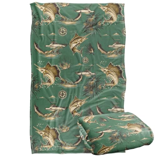 Jq Licensing - Jl-Jp-Jq Billfish Tiki Fishing Pattern Silky Touch Super Soft Throw Blanket 91 x 147 Cm