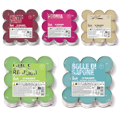 Prices's Candles Petali Range 90 Mix Bundle Scented Tea Lights Long Burning Tealight Candles for Home Décor Events Relaxation and Gifting