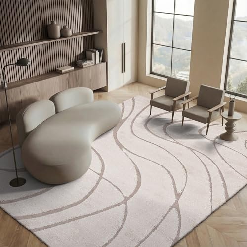 SAFAVIEH Shag Rug for Living Room, Dining Room, Bedroom - Florida Shag Collection, High Pile, in Cream and Beige, 244 X 305 cm