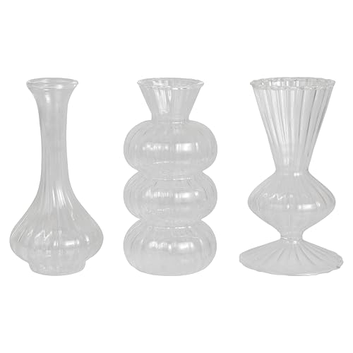 Clear Glass Bud Vases, Set of 3 Small Vases for Wedding Décor, Wedding Homeware, Floral Table Decorations, Elegant Centerpiece Bud Vases, Wedding Table Décor