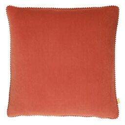 furn. Cosmo Polyester Filled Cushion – Soft Velvet Pom Pom Trim Decorative Pillow (Grey – 30x50cm)