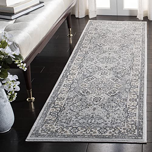 SAFAVIEH Traditional Rug for Living Room, Dining Room, Bedroom - Isabella Collection, Short Pile, in Light Grey and Cream, 66 X 244 cm