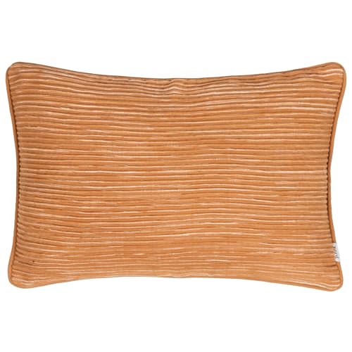 Yard Furn Cove Ribbed Cushion – Textured Cotton Cushion Soft Ribbed Design Piped Trim Feather Filled (Pecan – 50 x 35 cm)