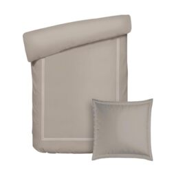 Pure Cotton 2-Piece Single Bed Linen – Duvet Cover 135 x 200 cm and Pillowcase 80 x 80 cm – 100% Cotton Satin, 80 Thread Count, 120 GSM – Oeko-TEX Certified – Silhouette – Taupe/Taupe