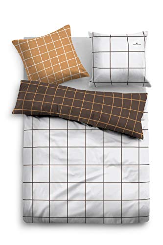 TOM TAILOR 0069922 Satin Bed Linen Set with Pillowcase (Cotton) 1x 155 x 200 cm and 1x 80 x 80 cm Cognac