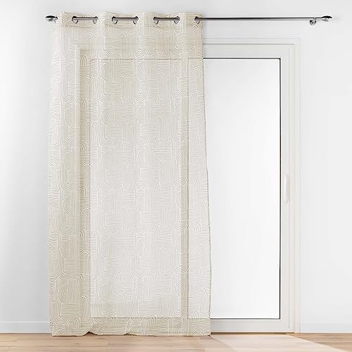 Douceur d'Intérieur, Net Curtain with Eyelets (140 x 240 cm) Pandora White Sandblasted Printed Voile